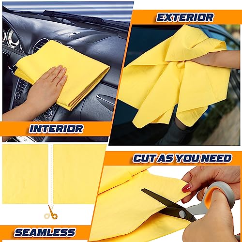 2 Pack Absorbent Car Drying Towel, 26"X17" Chamois Cloth Shammy Towel For Vehicle Cleaning, Super Soft Upholstery Cleaning Towel For Dust Remove, Pet Drying, Scratch/Spot/Streak Free, Yellow & Gray #TOP3