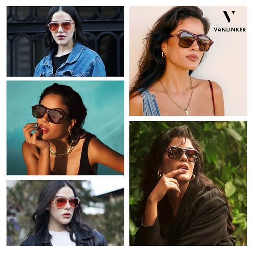 VANLINKER Retro 70s Square Aviator Sunglasses Womens Men Trendy Polarized Vintage Shades VL97682