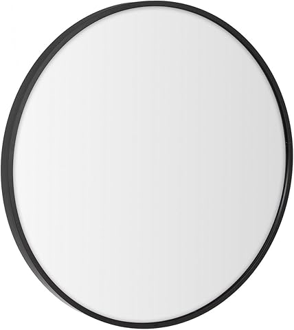 LOLAhome Espejo de Pared Redondo con Borde de Aluminio Negro de Estilo Moderno y Sencillo Adecuado para Decoración, Recibidor, Baño, Dormitorio, Tocador y Vestidor