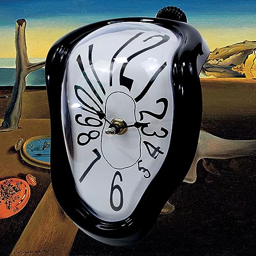 FAREVER Melting Clock, Salvador Dali Watch Melted Clock for Decorative Home Office Shelf Desk Table Funny Creative Gift, Arab Black