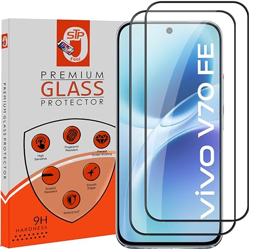 Image of STP FEEL Premium Tempered Glass Screen Protector Guard Compatible For Vivo V70 FE 5G (6.83 Inch, Pack of 2) | Edge to Edge Coverage With Easy to installation kit for Smartphone