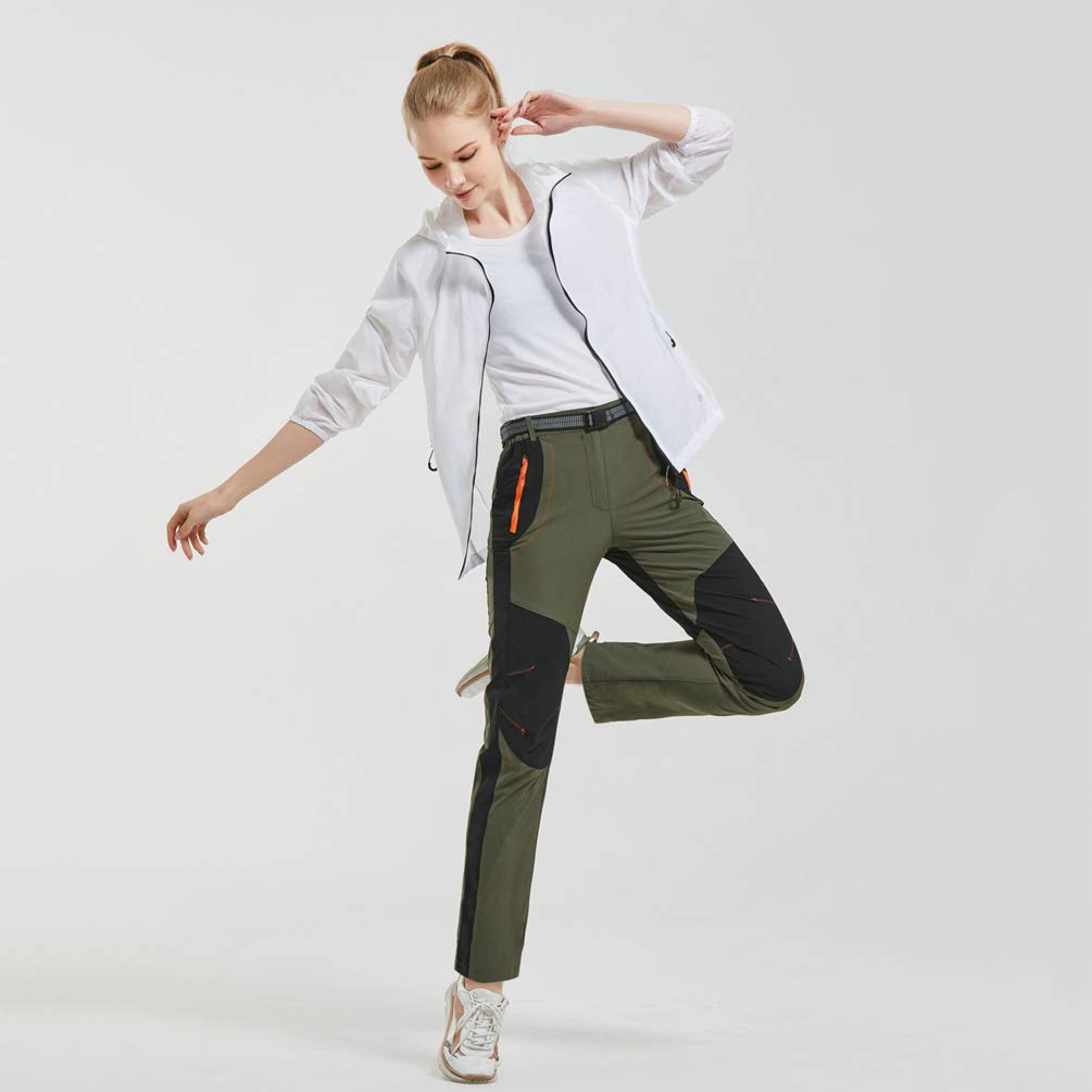 Pantalones de Montaña Senderismo Impermeables Softshell Secado Rápido Térmico Elásticos Verde XL