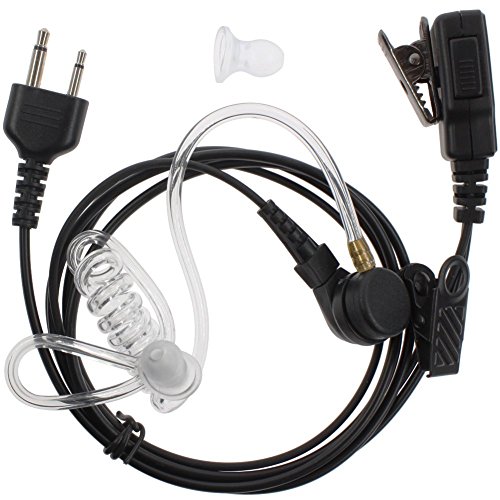 TENQ Advanced Nipple Covert Acoustic Tube Bodyguard FBI Earpiece Headset Mic for 2-pin Icom Maxon Yaesu Vertex Radio