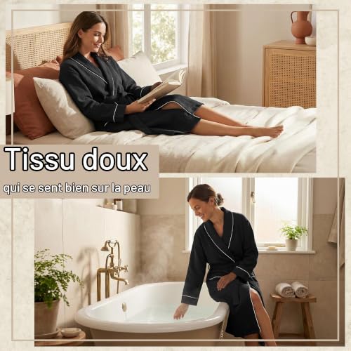 Accessoires Voyage Cabine : Get Trend Peignoir de Bain Femme et Ados S–2XL, Léger et Gaufré Rob... – Image 3