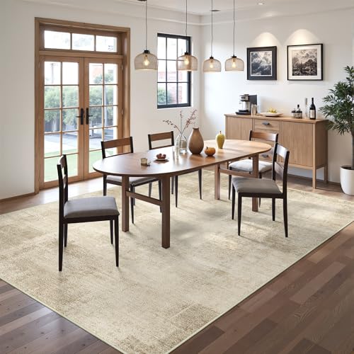 zesthome 5x7 Area Rugs - Stain Resistant Washble Rug, Modern Abstract Rugs for Living Room, Bedroom, Super Soft Area Rug, Low Pile, Entryway Rug (Brown, 5'x7')