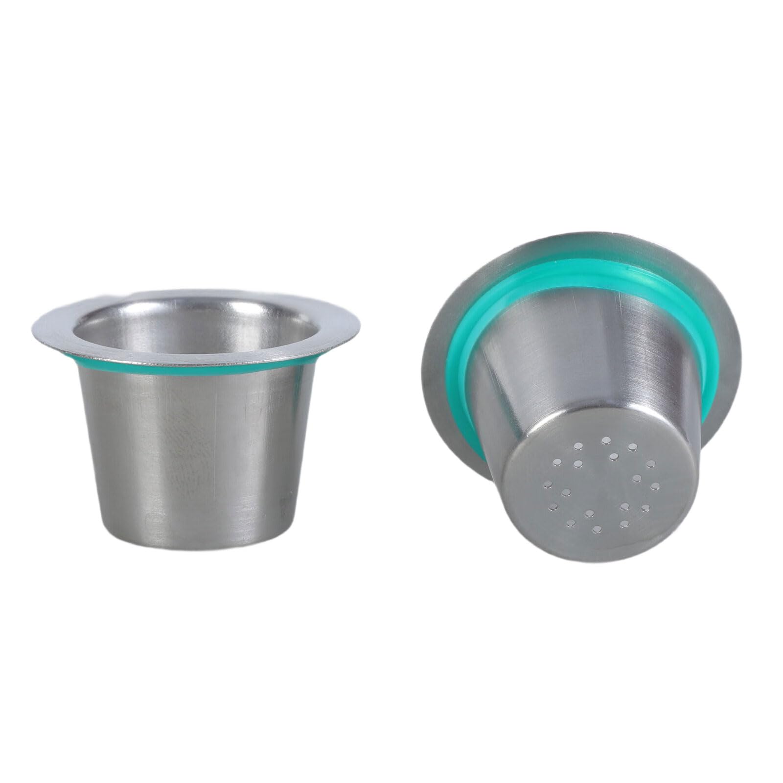 Filtro de cápsulas de café recargables de acero inoxidable con tampón y cuchara, filtro de cápsulas de metal con tampador y cuchara