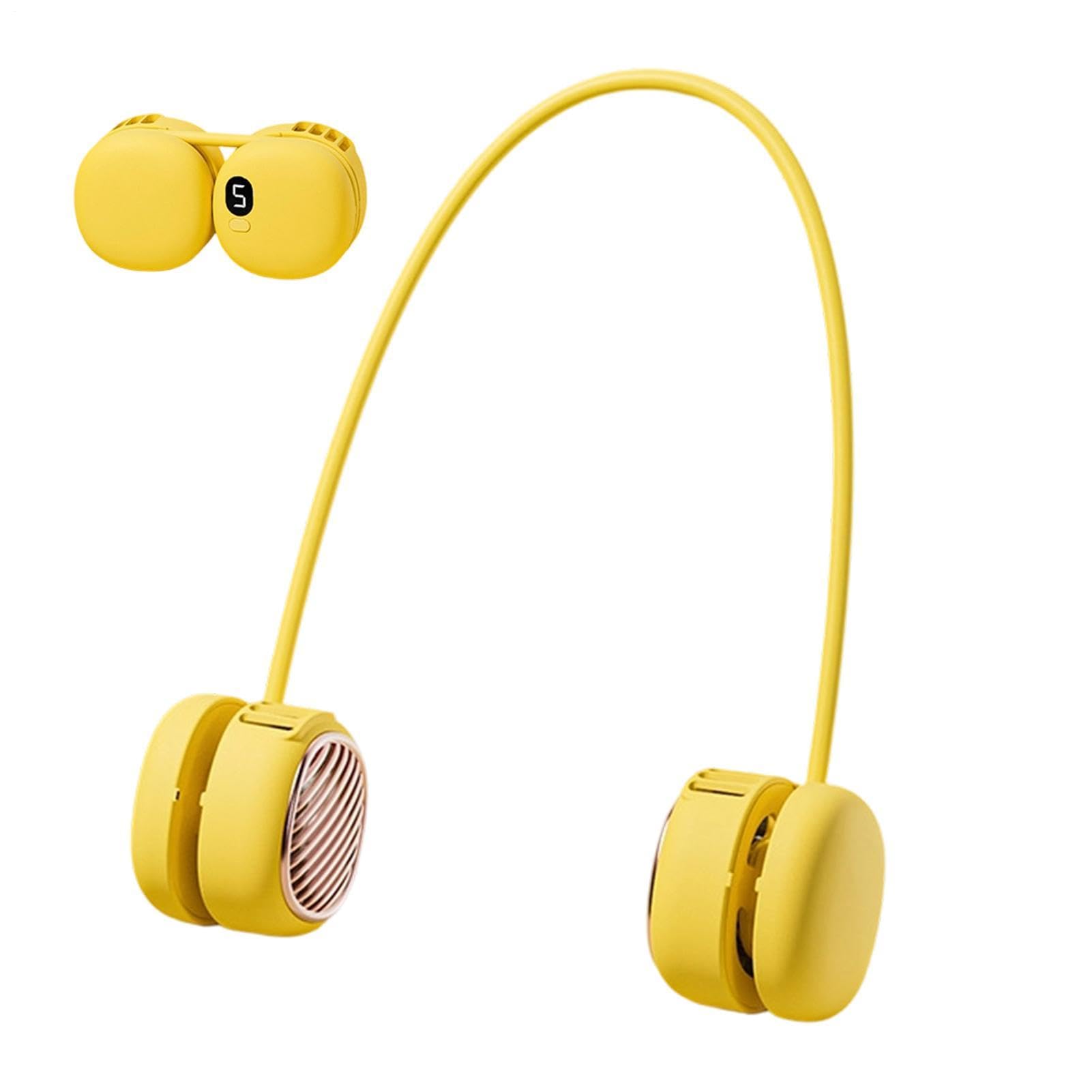 Générique Ventilatore da collo portatile, a 5 velocità, silenzioso, attrezzatura portatile, ricaricabile, per viaggi estivi, campeggio, crociera all'aperto