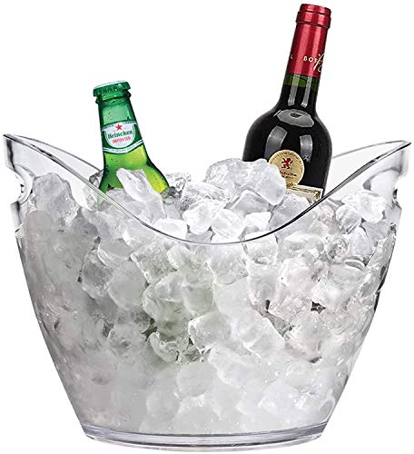 Secchiello per Ghiaccio in Plexiglass Trasparente Ovale 27x20x19 cm fino a 2 Bottiglie Cestello Portaghiaccio bouquet Spumanteria Champagneria in Plastica Acrilico bar, discoteca, ristorante