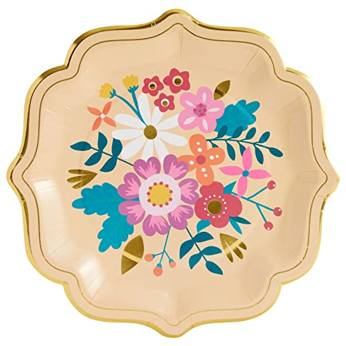 24 Pack Vintage Floral Paper Plates With Scalloped Edges For Spring Tea, Mexican Fiesta Party, Wedding (9 In) #TOP4