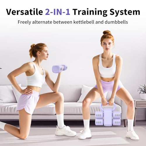 Image of Hezeyferg 2-in-1 Adjustable Dumbbells Set, 4 Levels Weight Dumbbells Set for Women Men, Each 2.2 /3.3 /4.4 /5.5lb Hand Weights with Kettlebell Form for Home Gym Exercise Training