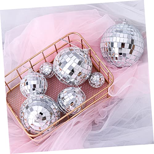 Uonlytech - 6 piezas de adornos colgantes reflectantes de espejo plateado para decoración de fiestas, bodas, eventos nocturnos y discotecas miniatura 2