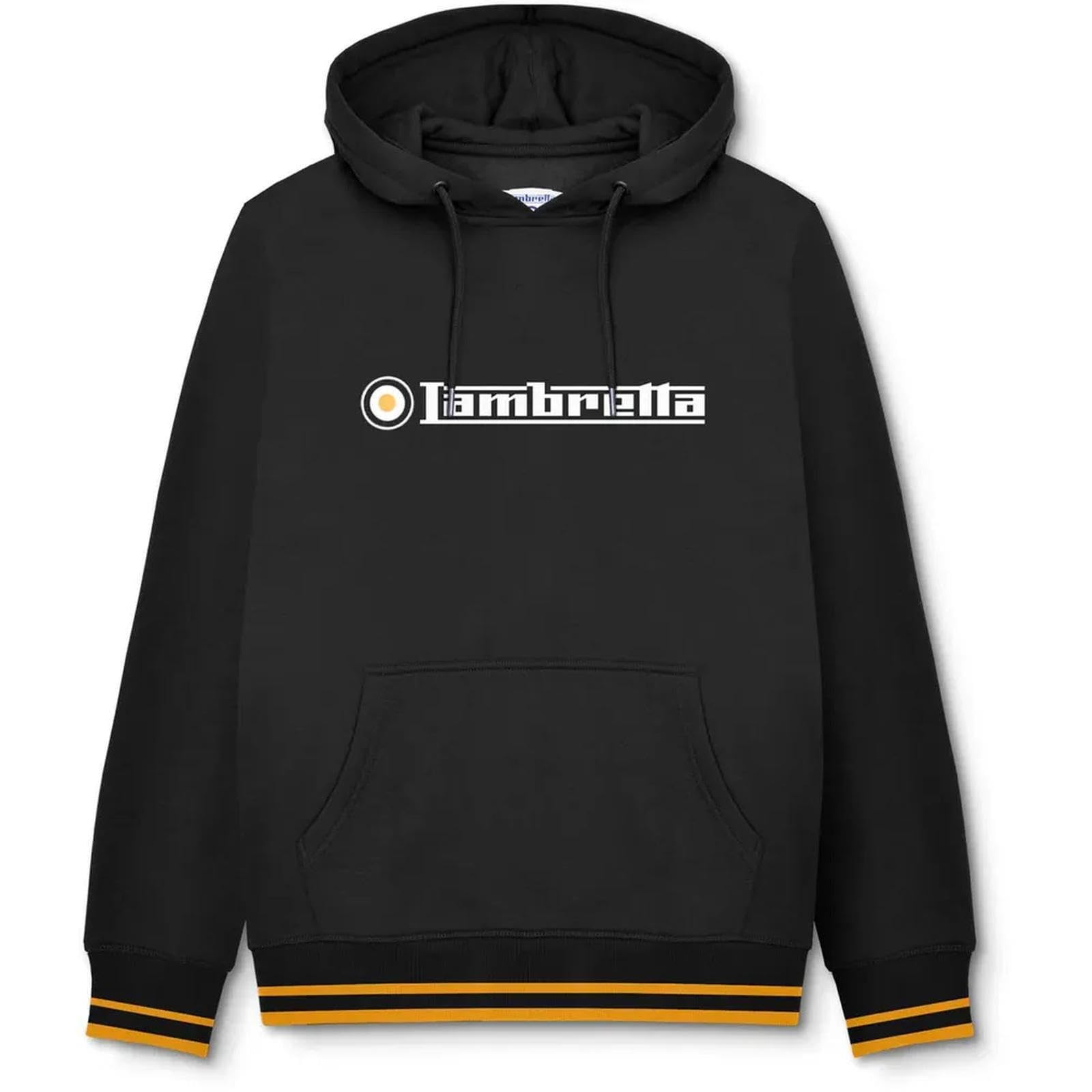 Lambretta Mens Logo Hoodie Pullover Hooded Sweatshirt Hoody - Black/Gold - 2XL