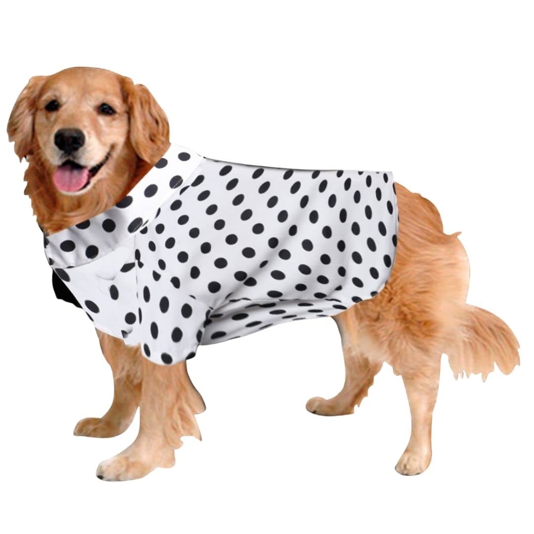 Sage Square Funky Soft Material Dog Shirt | Cool/Funky Print Pet | Soft Light Weight | Comfortable & Breathable Dog Clothing | Trendy Vest Outfit (XXXLarge - 30 inch) (Polka White) (B0B63GF68Z) Amazon Price History, Amazon Price Tracker