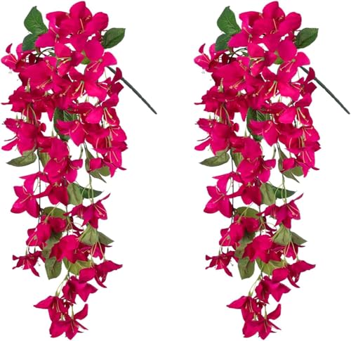 Image of Nutts Artificial Bougainvillea Silk Vines Creepers Hanging Flower Garland for Wedding & Home Decoration, Flower Garland (2, Bougainvillea Creeper (Pink))
