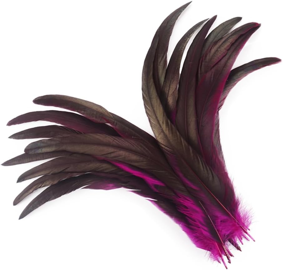 100Pcs/Lot Rooster Tail Feathers Handicrafts Headdress Accessories Plumes Holiday Decoration Rose red 30-35cm 12-14inch
