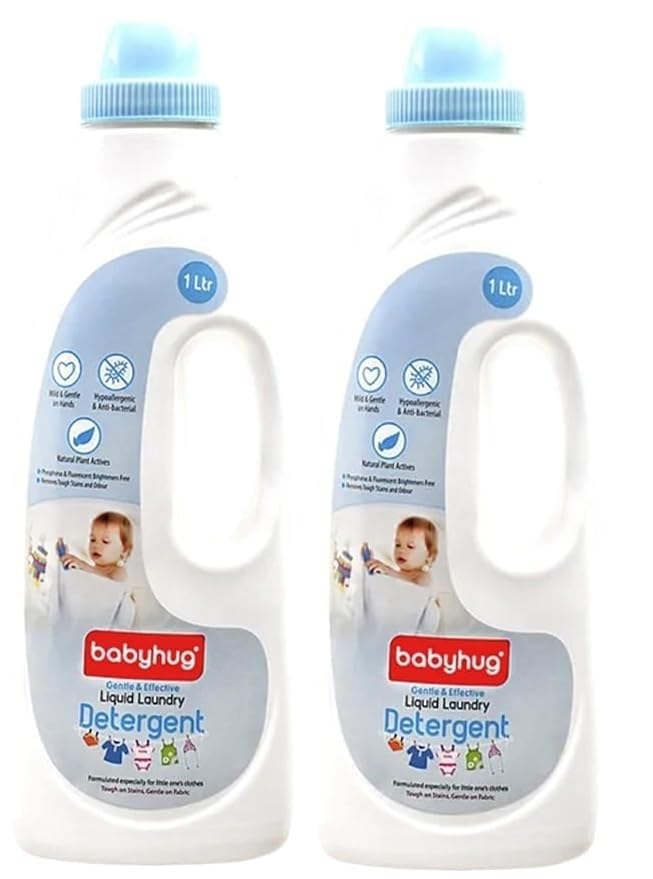 Pack of 2 - Babyhug Plant-Based Liquid Laundry Detergent for Babies Natural & Gentle Fabric Cleaner 1000 ml each | Anti Bacterial | Hypoallergenic | Fragrance Free-picture-12