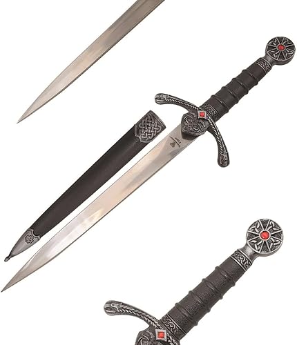 Miniatura 2 de Snake Eye Tactical Caballeros medievales de templarios diseño histórico cuchillo de caza con vaina (rojo-22248)