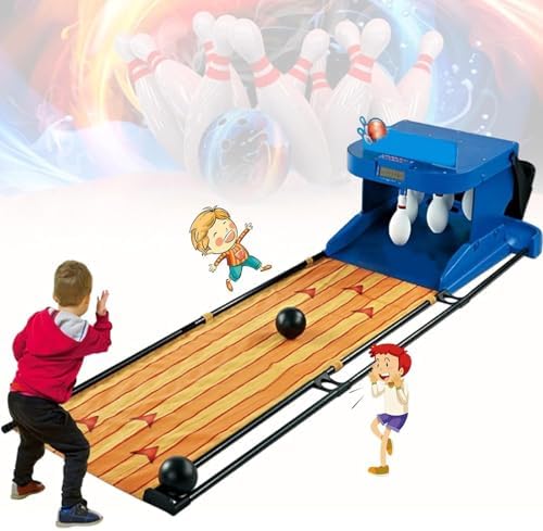 Indoor Bowling Arcade Game Console with LED Scoreboard, Automatic Reset, Lighting & Sound Effects - Fun for Kids & Adults, 3.5m/11ft Bowling Alley Experience