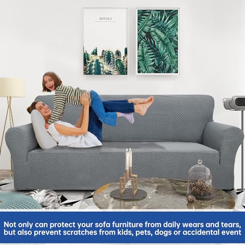 Yemyhom Couch Cover Latest Jacquard Design High Stretch Sofa Covers For 2 Cushion Couch, Pet Dog Cat Proof Loveseat Slipcover Non Slip Magic Elastic Furniture Protector thumb #1