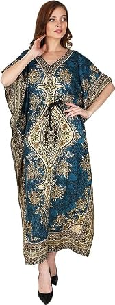 Ukal Oversized Maxi Kimono Kaftan Tunic Teal Blue Lounge Dresses Suiting Teens to Adult in Regular to Plus Size