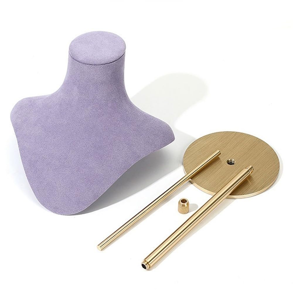 Porte Bijoux Mode Microfibre rétractable en Aluminium fenêtre Bijoux présentoir Collier présentoir Bijoux Magasin Pendentif Supports Présentoir à Bijoux(Purple)