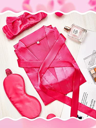 60 Pcs Girl Spa Party Supplies 20 Short Kimono Robe 20 Headbands 20 Spa Masks For Flower Girl Kids Birthday Bridal Spa Party (Rose Red, Size 10) #TOP5
