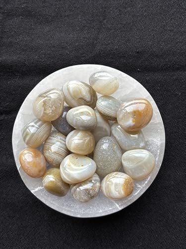 Image of Tumbled Stones, Natural Crystal Healing Stones, Home Office Decor, Aquarium Decorative Pebbles, Vase Fillers (Botswana Agate, 200)