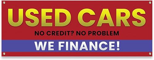 Carros usados No Credit No Problem We Finance  Cartel de 18 x 48 pulgadas  Cartel resistente de 13 onzas de vinilo para exteriores con ojales