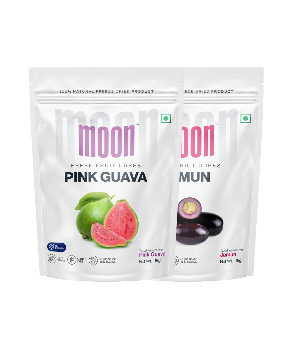 Moon Freeze Dried Pink Guava Cube and Jamun combo | No Preservatives, No Added Sugar, Healthy Dried Fruit | 100% Natural, Vegan, Gluten Free Snack for Kids and Adults | (B0D9HD24HF) Amazon Price History, Amazon Price Tracker