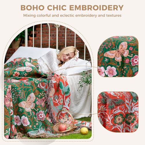 Image of LUTBM Boho Throw Blanket for Couch 50 inchx60 inch, Cotton Decorative Bed Throws