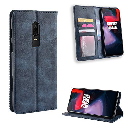Jielangxin Funda de Cuero PU Funda para OnePlus 6,Funda para OnePlus 6 A6000 A6003 Funda Carcasa Case Funda Blue