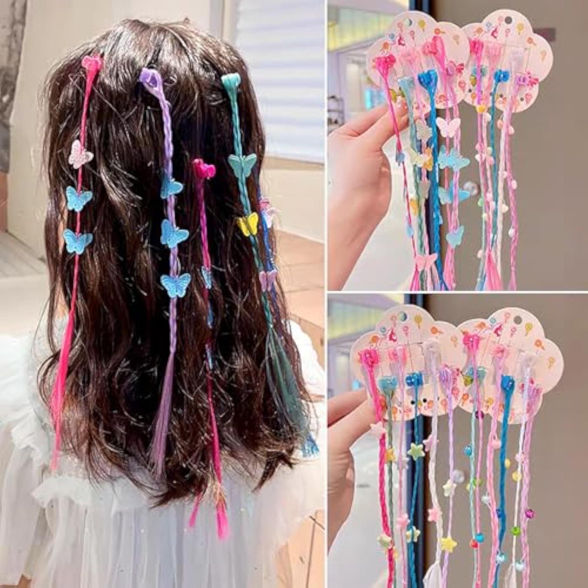 2Pcs Set Hair Clips for Girls, Glitter Butterfly and Star Accessories