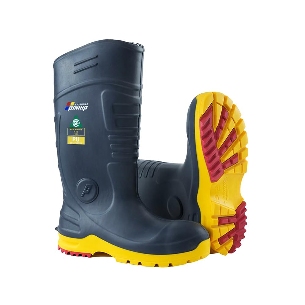 S5 Sicherheitsstiefel Herren – PU Gummistiefel mit Stahlkappe & Durchtrittschutz, säure- und ölbeständig, Wasserdicht, Rutschfest für Bau & Landwirtschaft, CE & CSA