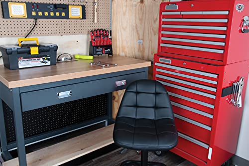 Performance Tool W85031 Pneumatic High Back Adjustable Swivel Bar Stool With Back Support For Home, Bar, And Shop, Black, 26-32 Inches High #TOP5