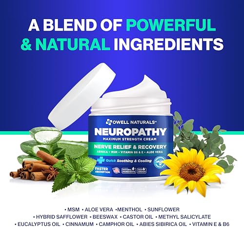 OWELL NATURALS Neuropathy Relief Cream, Maximum Strength, Greaseless, Natural Ingredients Arnica, Aloe Vera, MSM, Vitamin B6 for Feet, Hands, Legs, Toes Discomfort, 2 Fl Oz (Pack of 3) - Thumbnail 3