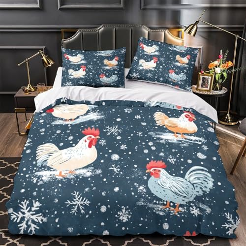 Drap de couette 3D imprimé poulet microfibre lavable machine literie grand format