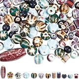 SUNNYCLUE 1 caja, 12 estilos, 120 piezas de Cuentas de Porcelana Surtidas, Cuentas de Cerámica Vintage A Granel, Flores Antiguas Únicas, Ábaco de Agujero grandes, Espaciador Cuadrado Suelto para la Fa