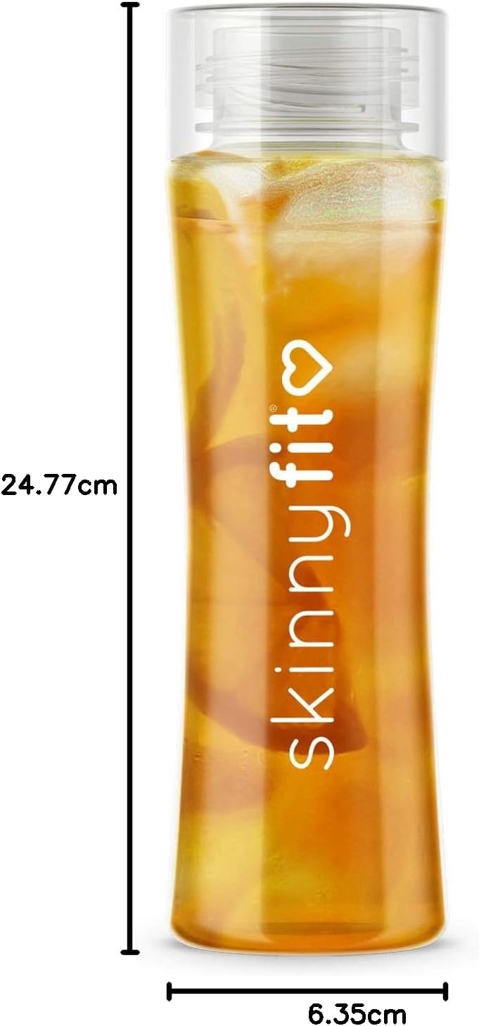 SkinnyFit 24oz Detox Bottle, BPA-Free Leak Proof Water Bottle for Travel, Fitness, Outdoor, Gym or Sports - Clear