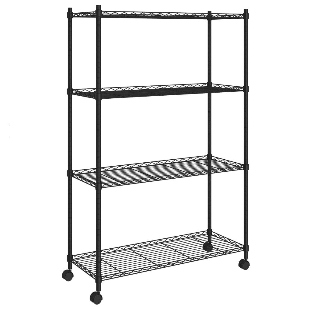 Générique Étagère de Rangement 4 Niveaux et Roues 90x35x137cm Noir 200 kg,Entreprise & Industrie,Stockage Industriel,Étagères industrielles,324628