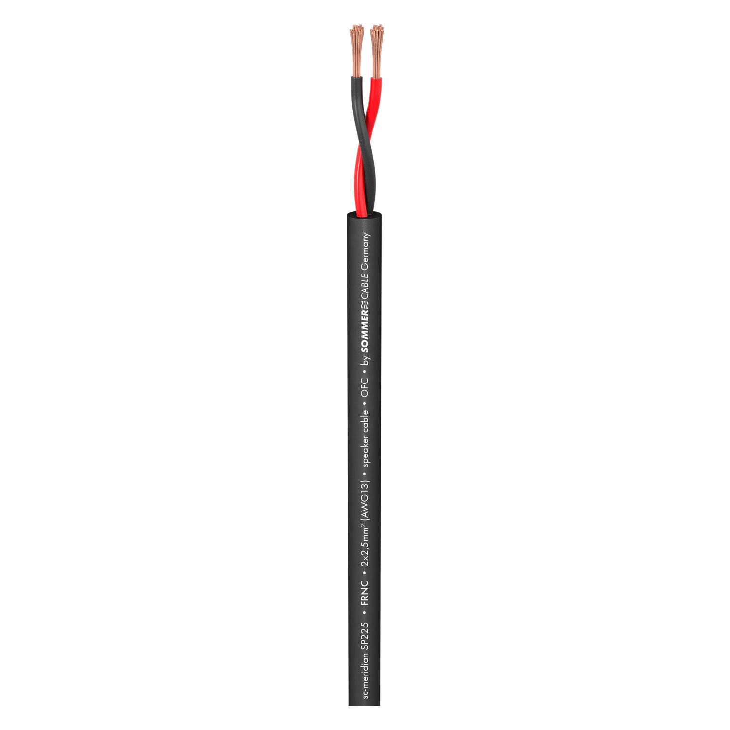 Sommer Cable - Cable Haut Parleur Meridian SP225 (2 x 2,5mm2), Cuivre OFC, Noir (10m)