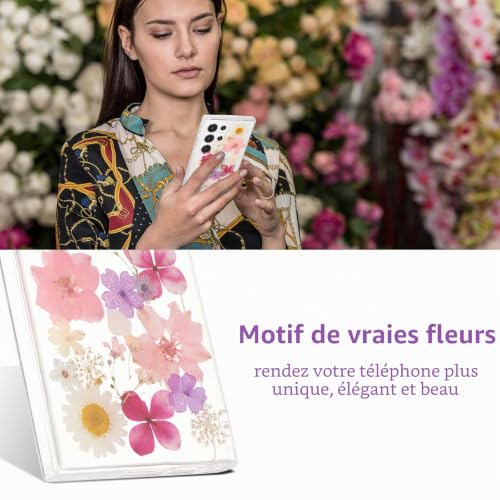 Housse Samsung S25 Ultra transparente fleurie rigide anti-choc