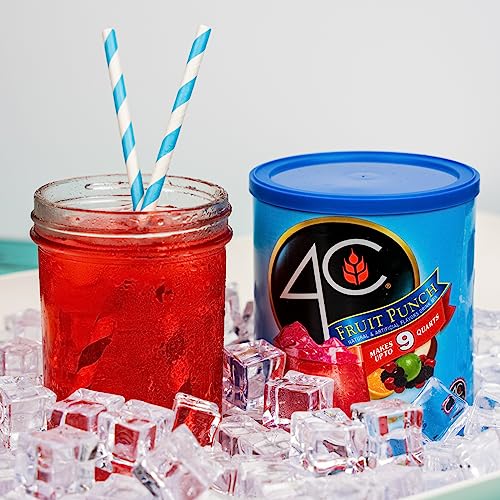 4C Powdered Drink Mix Canister, Fruit Punch 6 Pack, 9 Quarts, Family Sized Bin, Thirst Quenching Flavors #TOP2