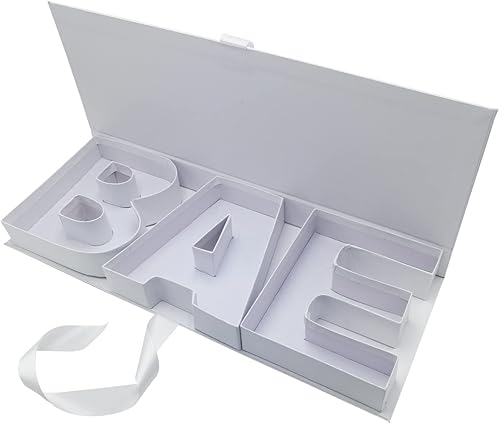 Miniatura 3 de WENPACK BAE bebé vacío cartón en forma de letra de papel rellenable maché chocolate fresa flor embalaje (BAEWHITE)