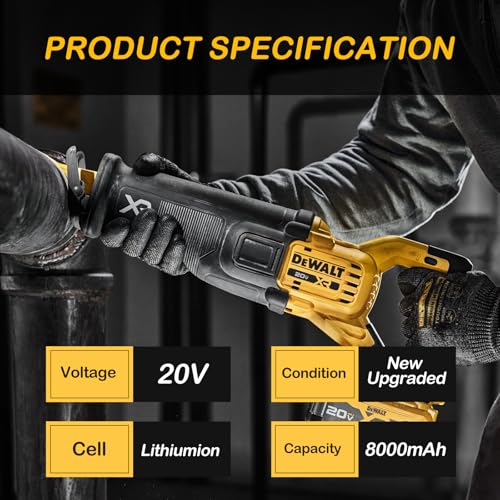 LxyWc 2-Pack Replace for Dewalt 20V Max Battery 8000mAh Replacement for Dewalt 20v Batteries Compatible with 20V Cordless Power Tools DCB206 DCB205 DCB204 DCB203 DCB208