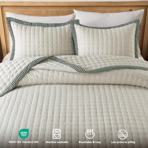 Image of WDCOZY Cloud Soft Quilt Set, King Size, Beige Trim, 3 Pieces 104x90 inches