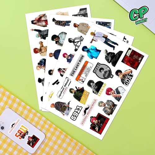 Image of Pack of 65 - Sidhu Moose Wala Stickers | Waterproof Vinyl Punjabi Singer Stickers for Laptop, Mobile, Bike, Car, Helmet | Aesthetic Decals for Fans