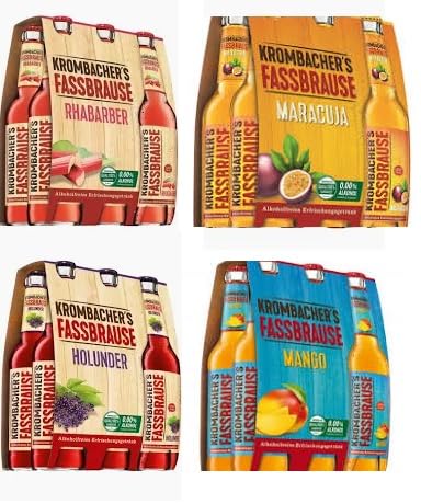 Krombacher Fassbrause Mixpaket 24 x 0,33 L Mehrwegpfand Maracuja Mango Holunder Rhabarber