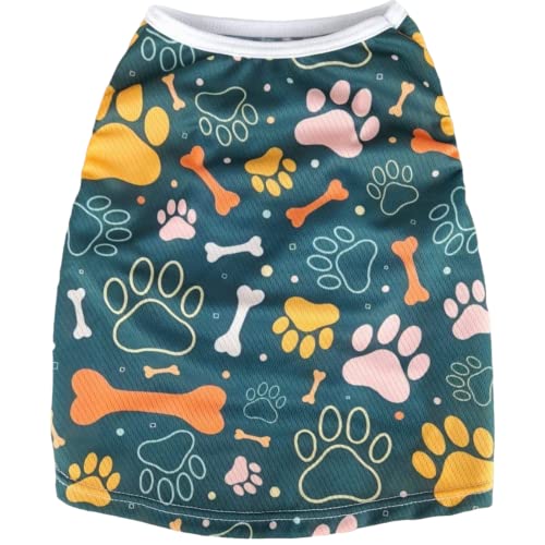 Roupa para Pet Estilo Regata Personalizada com Estampa de Patinhas 2 (Padrão, M)