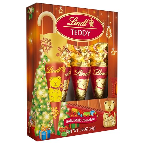 Lindt Holiday TEDDY Umbrella, Solid Milk Chocolate Candy, 1.9 oz., 4-Pack