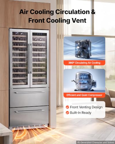 Image of VEVOR 30in Wine Fridge Beer Cooler Refrigerator 120 Bottle 234 Can Capacity